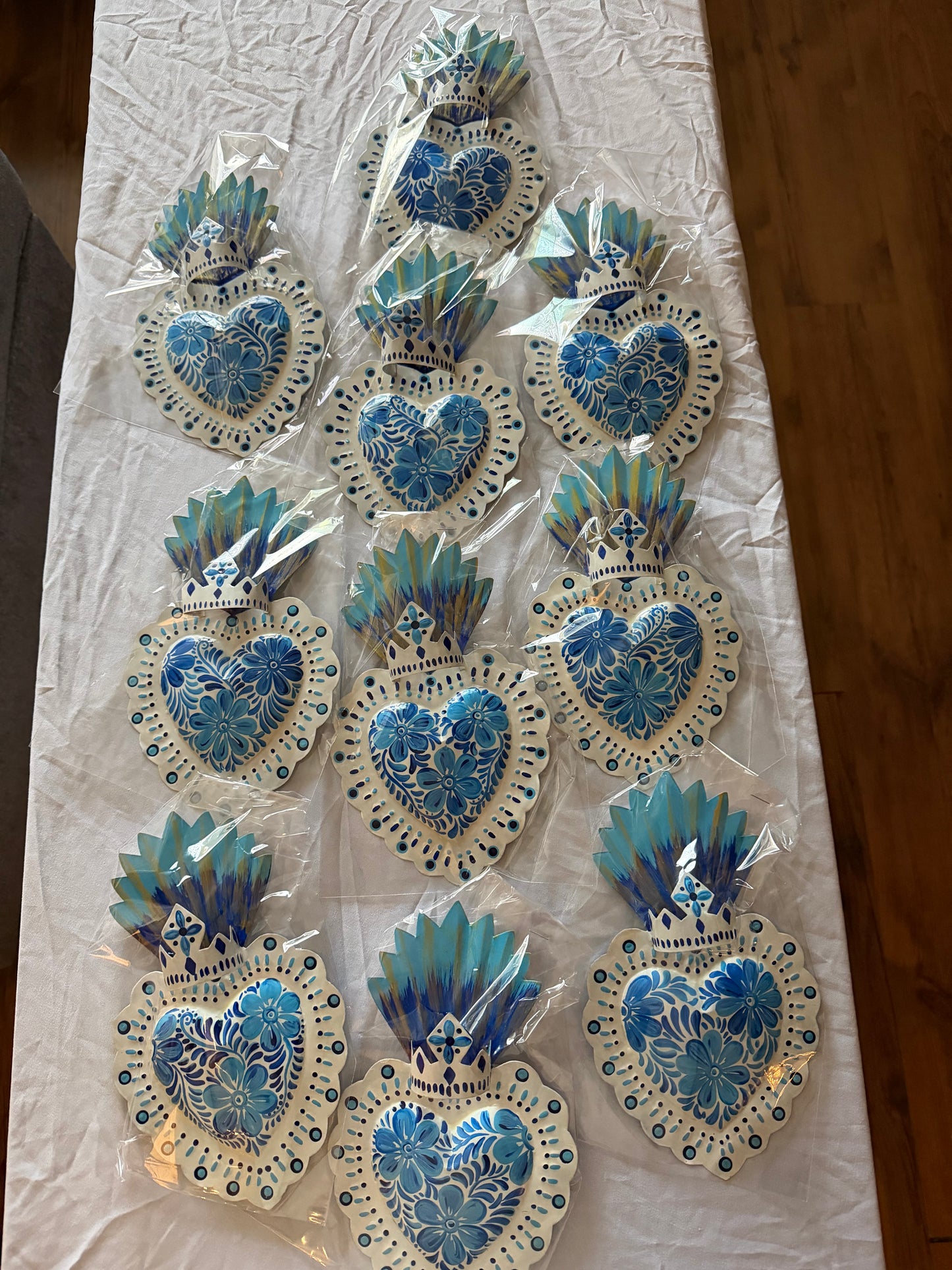 Blue and White Talavera Inspired Tin Heart