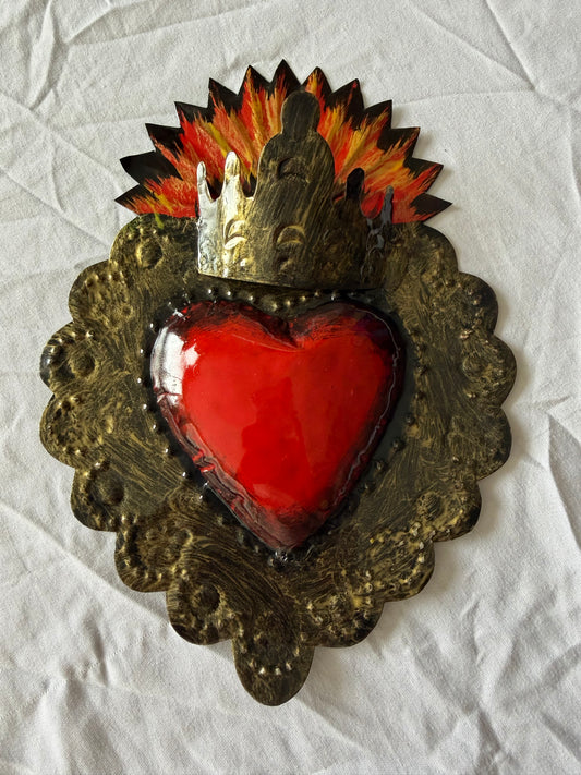 Rustic Red Sacred Heart - Wall Decor Tin
