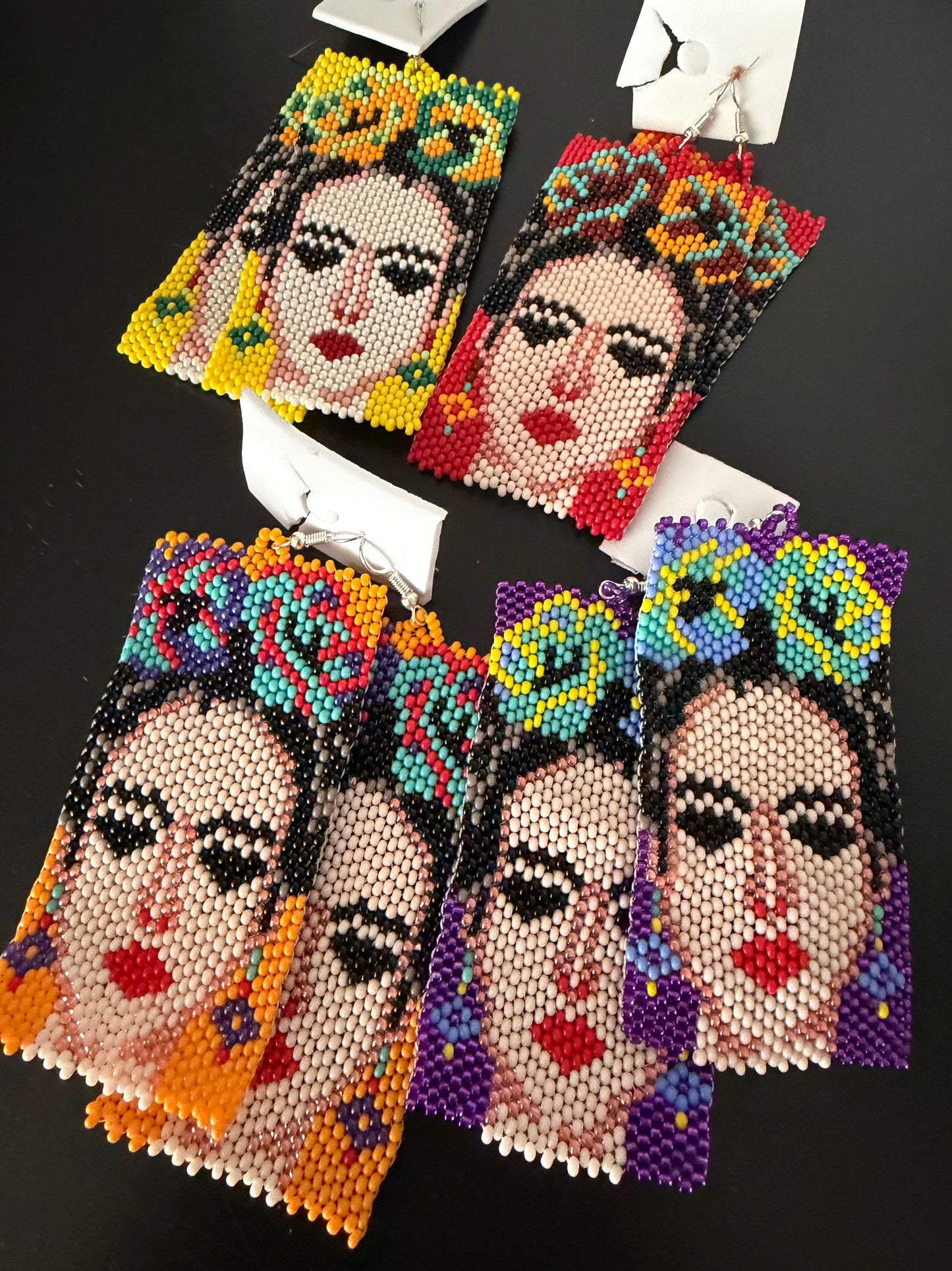 Handmade Beaded Earrings – Frida Kahlo Inspired