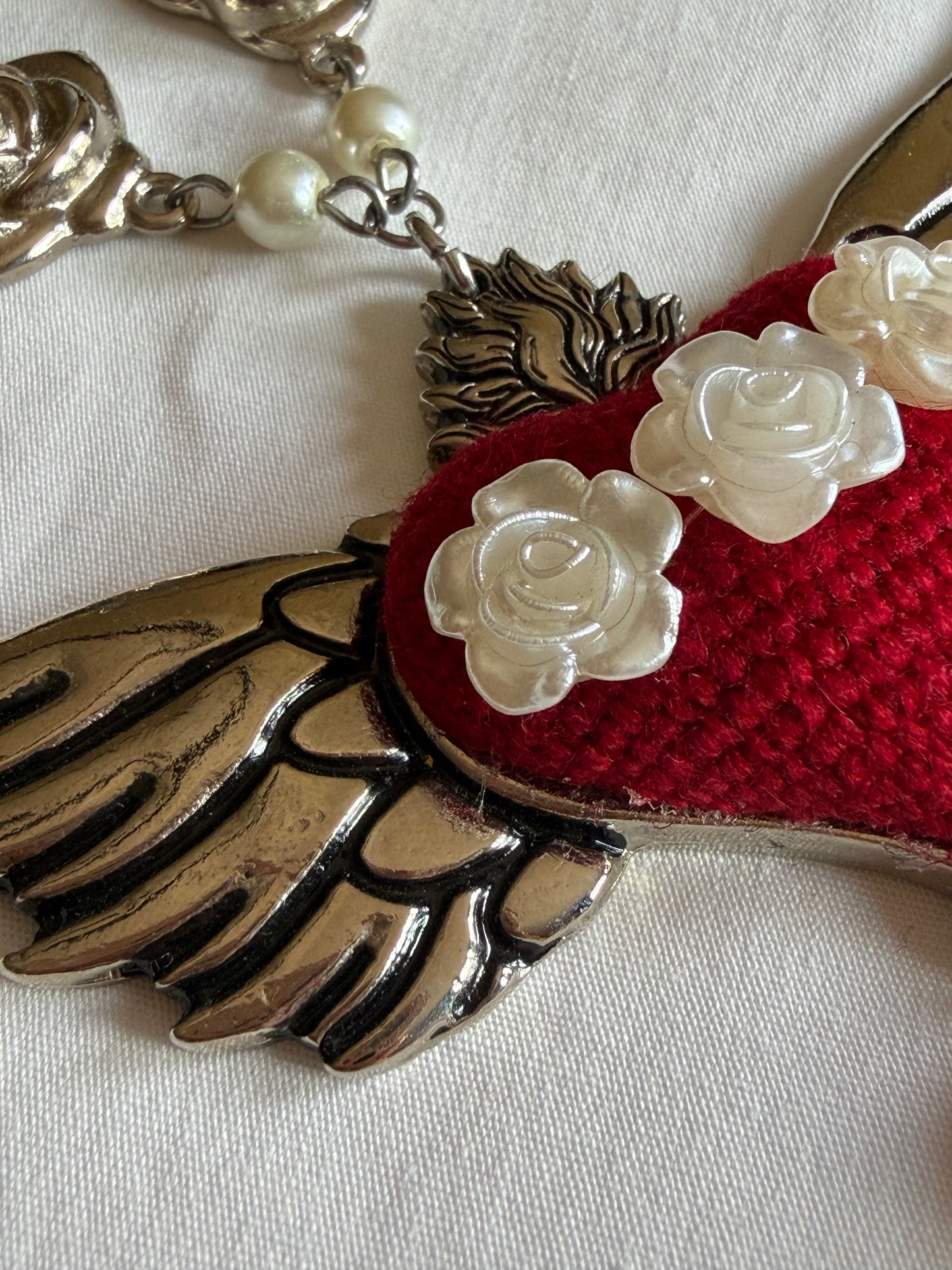 Preorder - Sacred Heart Wings Rose Necklace