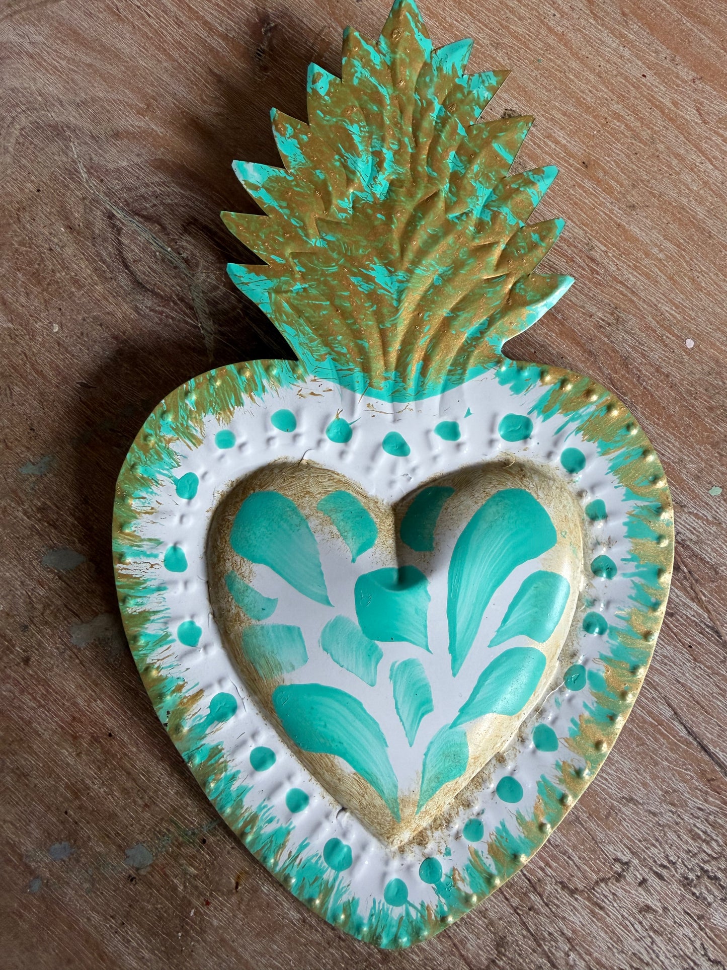 Teal Otomi Sacred Heart - Tin