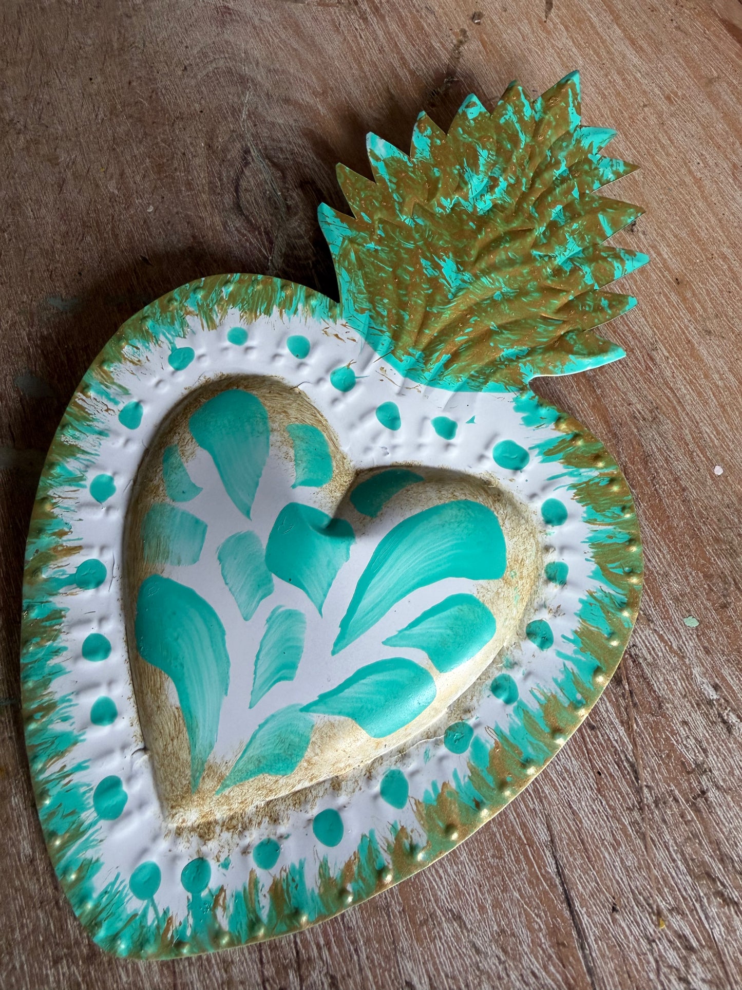 Teal Otomi Sacred Heart - Tin