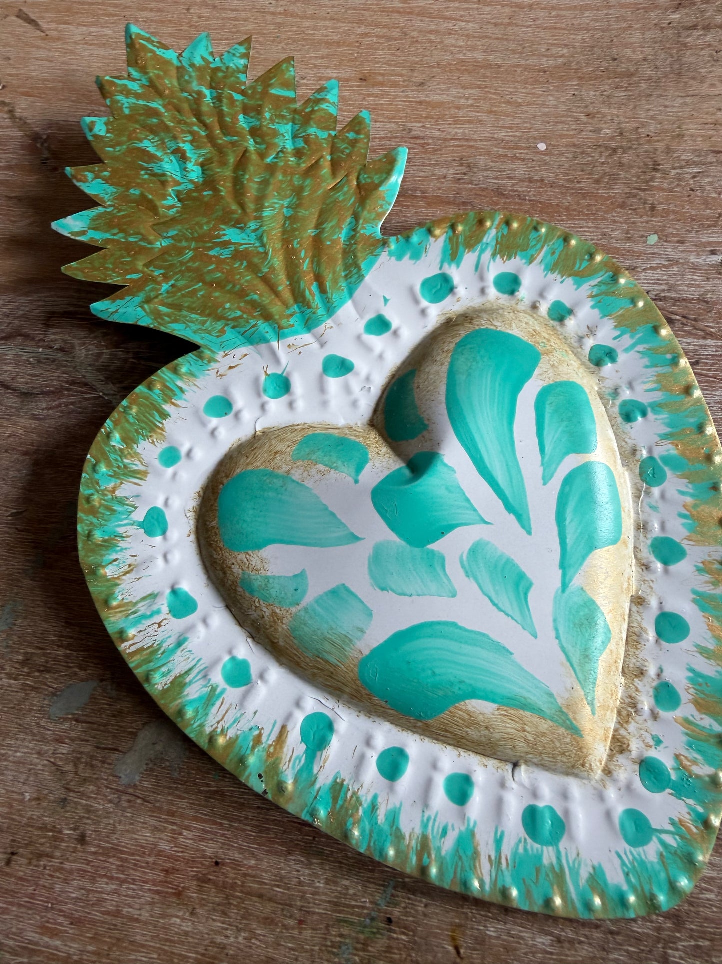 Teal Otomi Sacred Heart - Tin