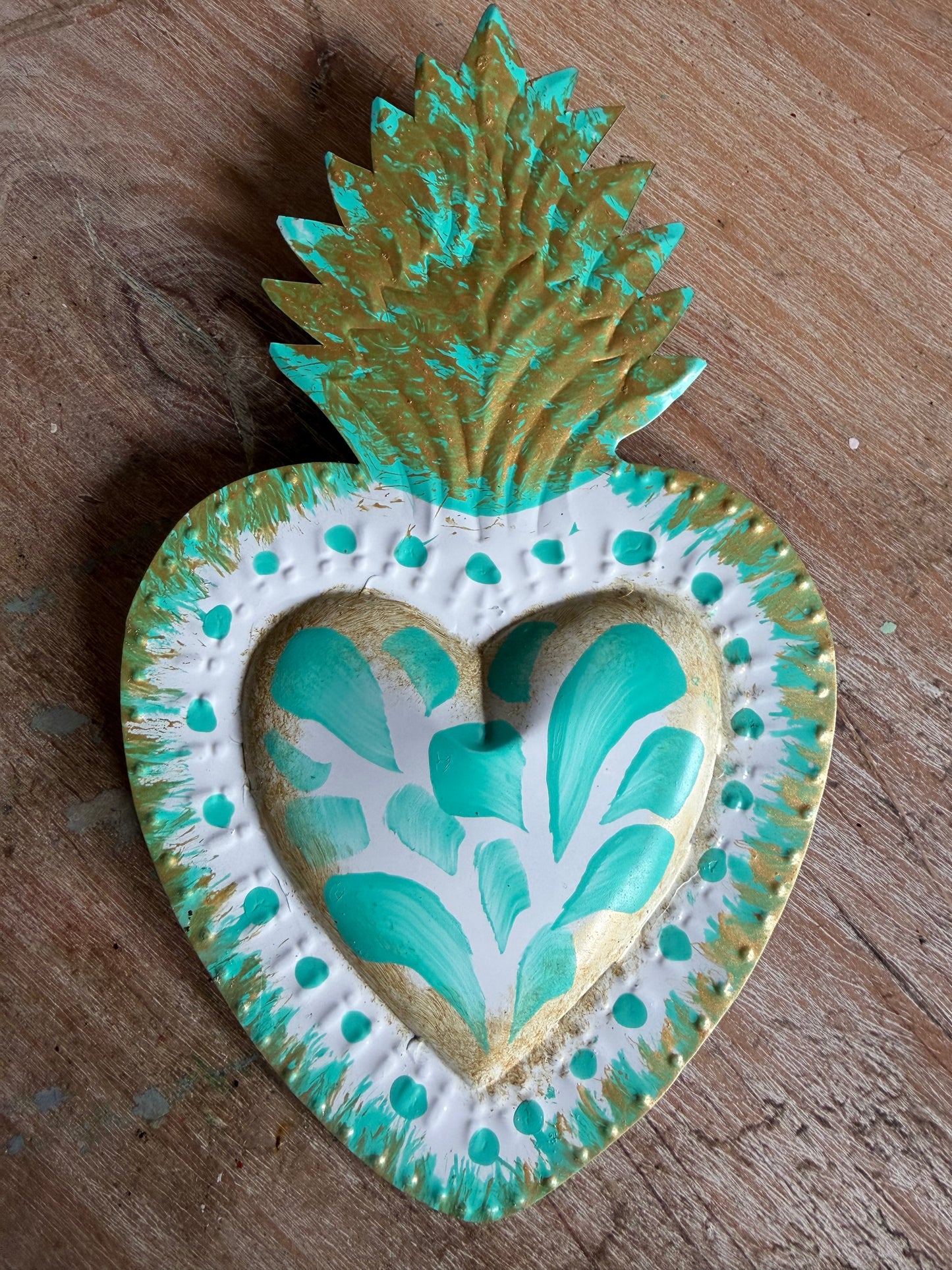 Teal Otomi Sacred Heart - Tin