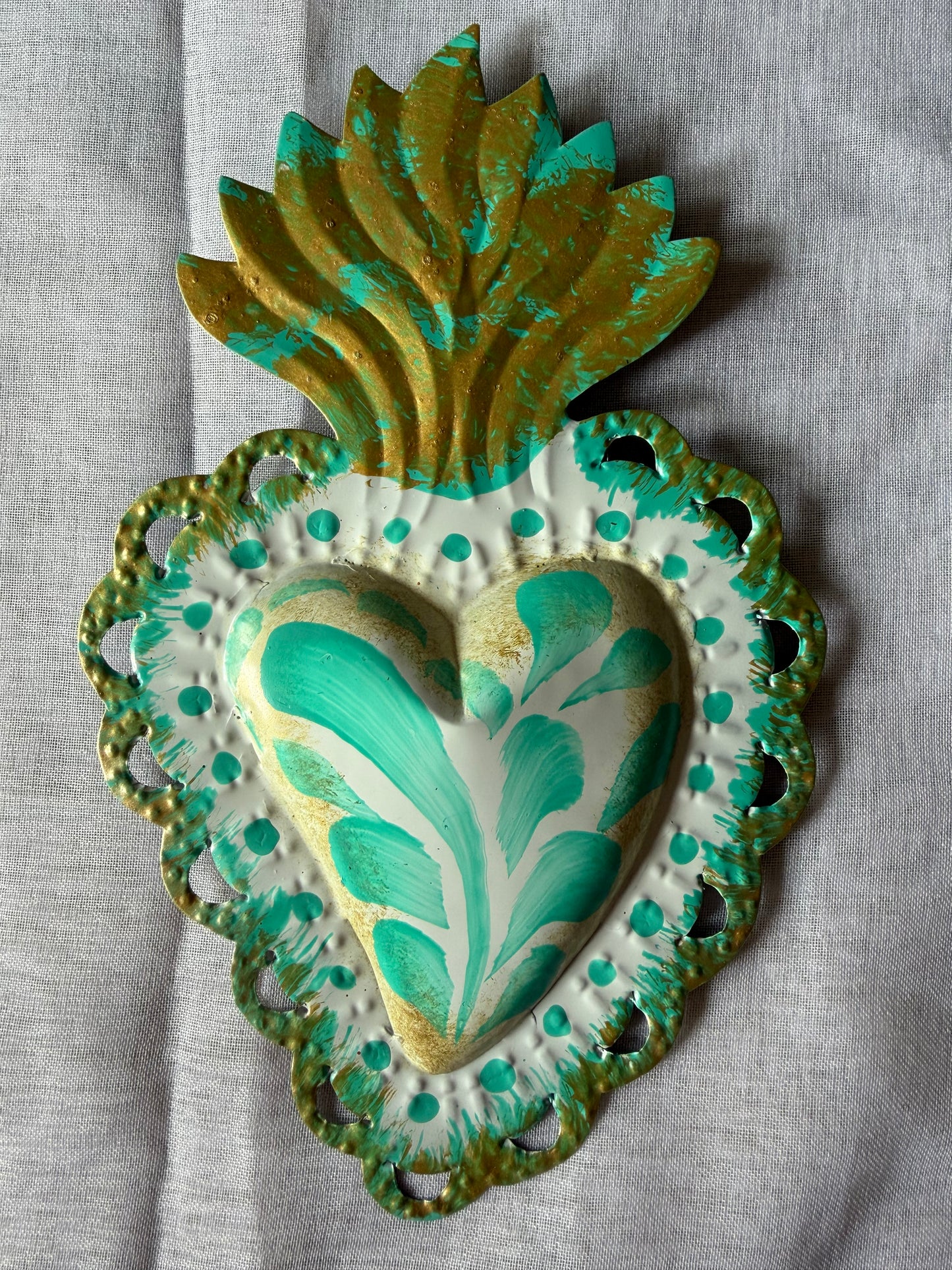 Teal Otomi Sacred Heart - Tin