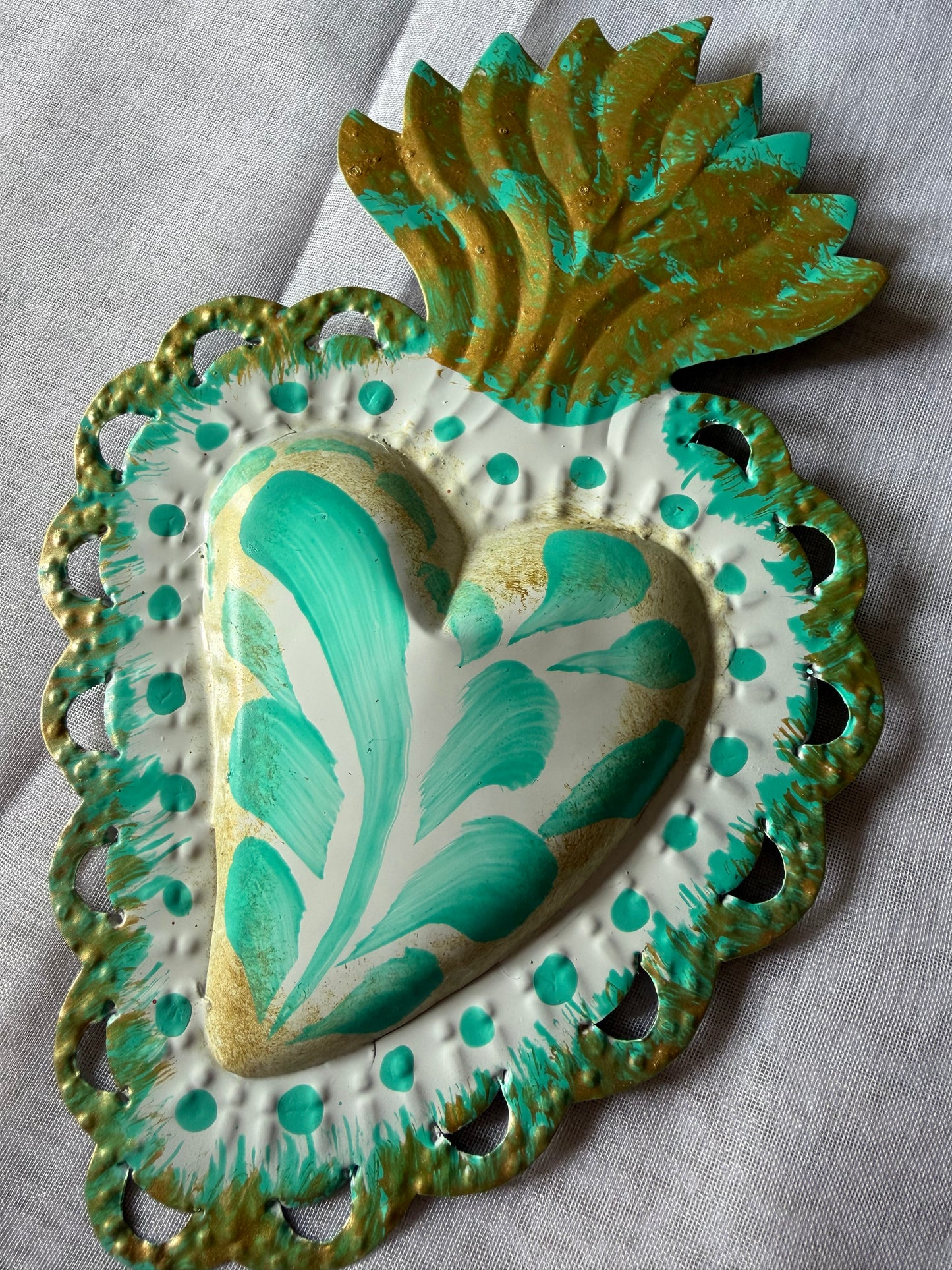 Teal Otomi Sacred Heart - Tin