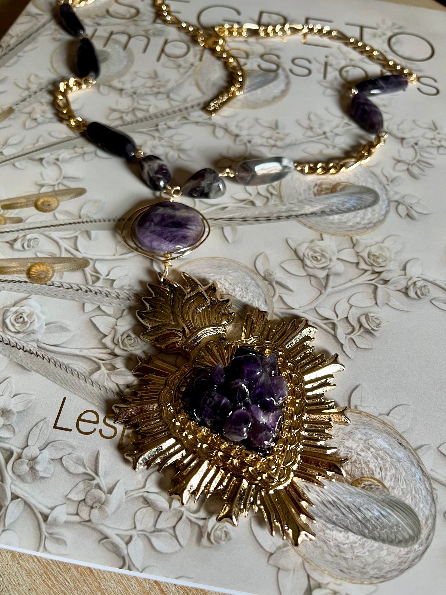 Amethyst Sacred Heart Necklace