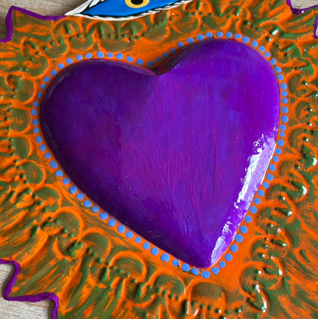 Ojo Purple Tin Heart Mexico