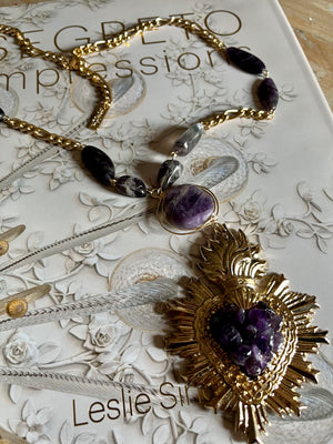 Amethyst Sacred Heart Necklace