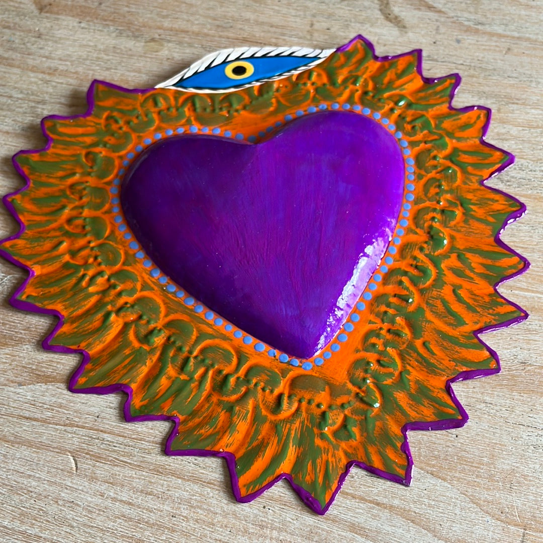 Ojo Purple Tin Heart Mexico