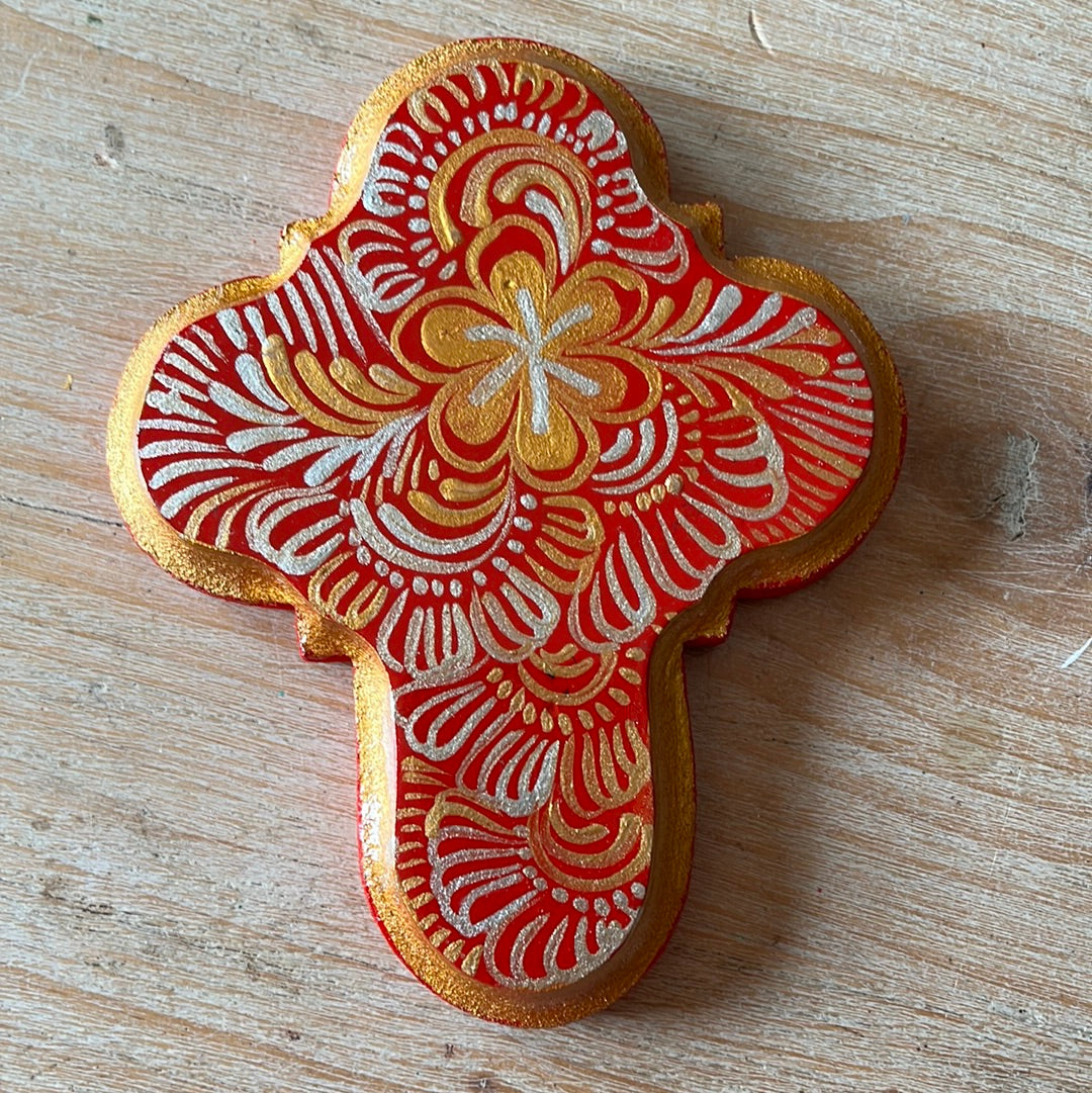 Painted Wood Wall Cross Mexico