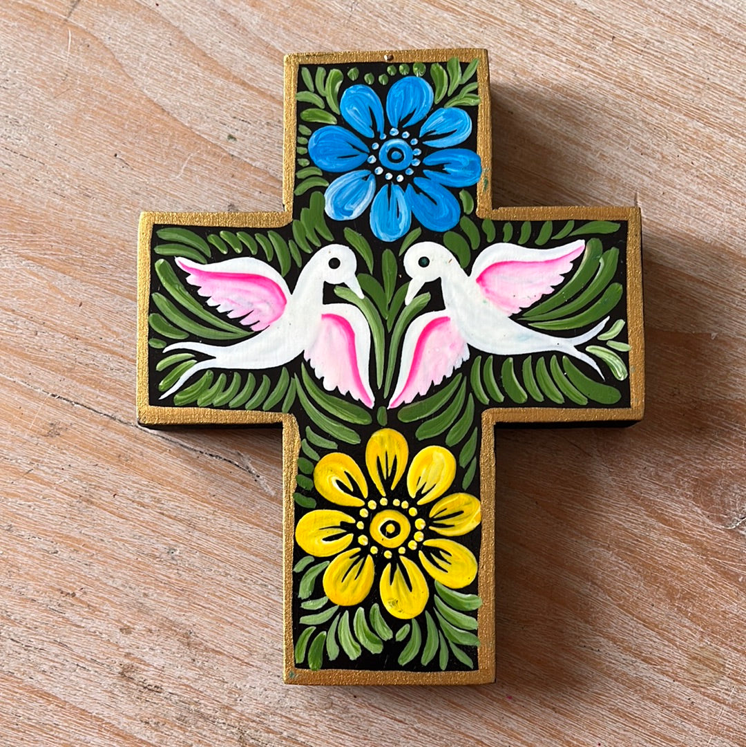Painted Wood Wall Cross Mexico