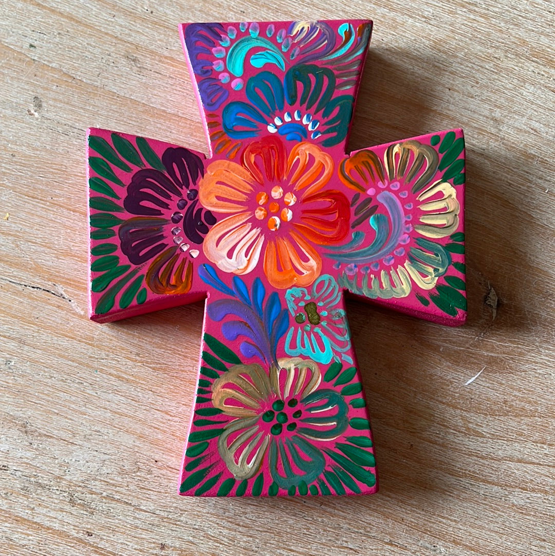 Painted Wood Wall Cross Mexico