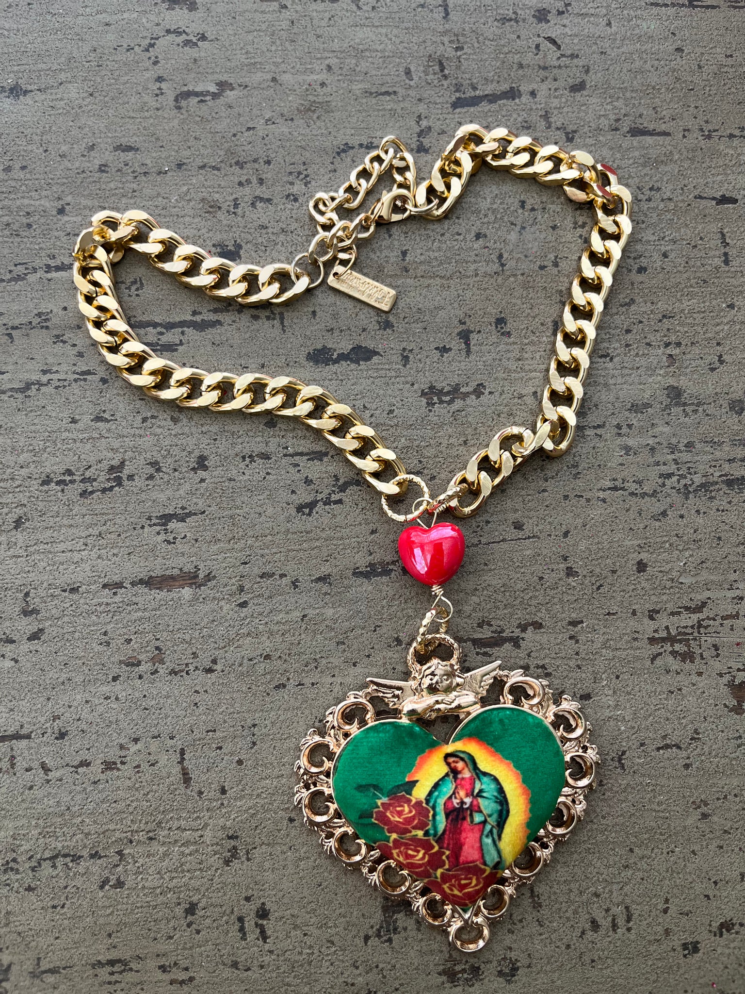 La Virgen de Guadalupe Sagrado Corazon Necklace Collares