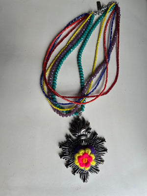 Pre-Order Only Multi Color Beads Sagrado Corazon Necklace