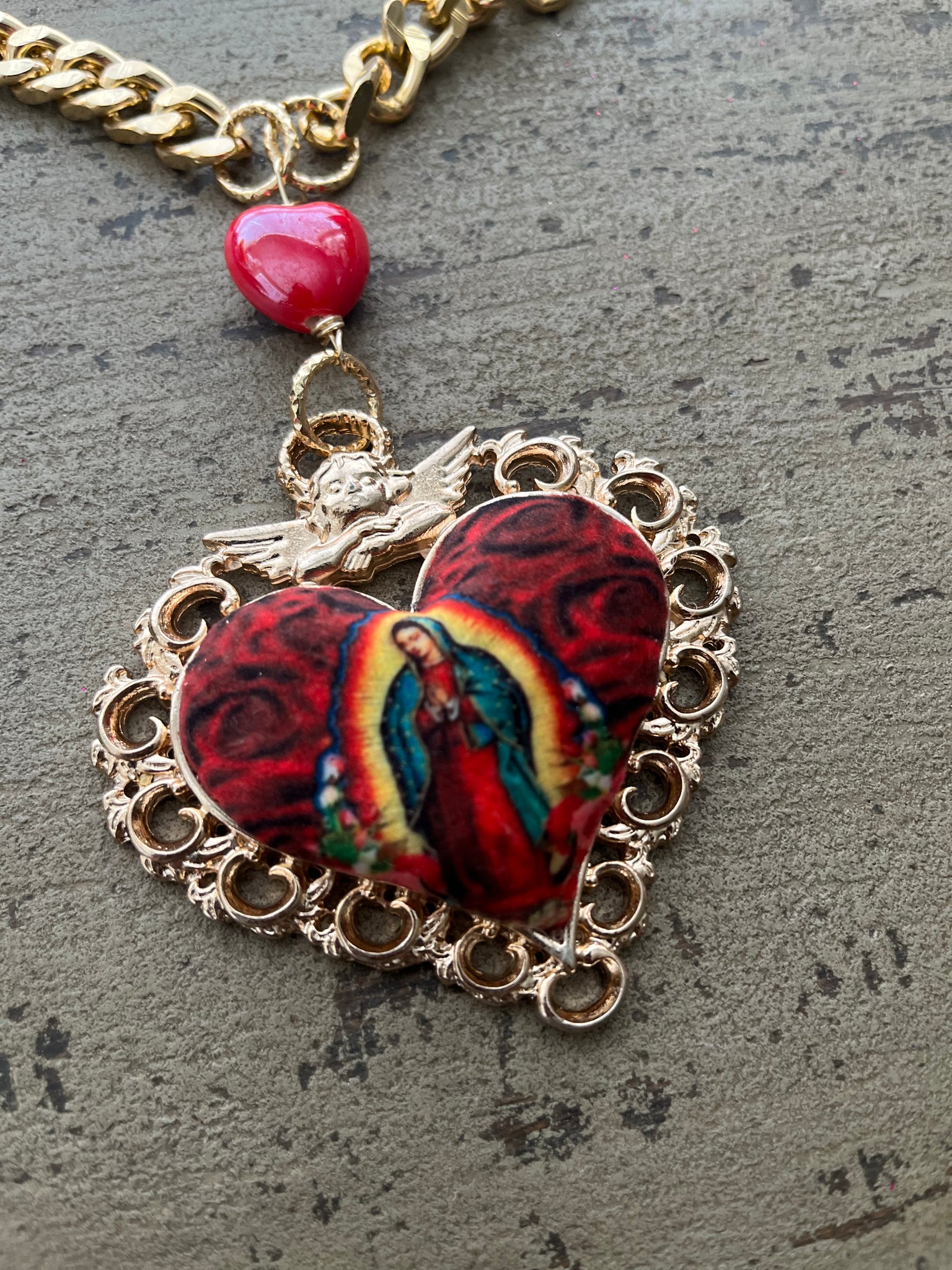 La Virgen de Guadalupe Sagrado Corazon Necklace Collares