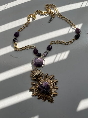 Amethyst Sacred Heart Necklace