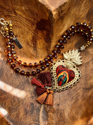 La Virgen de Guadalupe Sagrado Corazon Necklace Collares