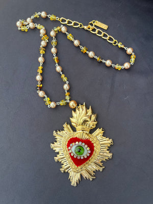 Ojo Sagrado Flame Heart Necklace