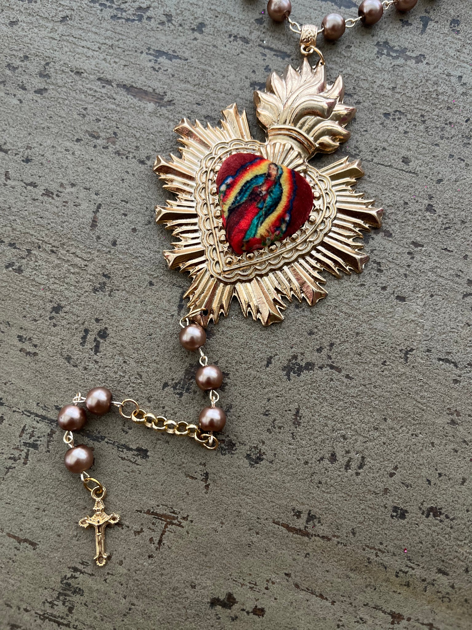 La Virgen de Guadalupe Sagrado Corazon Necklace Collares