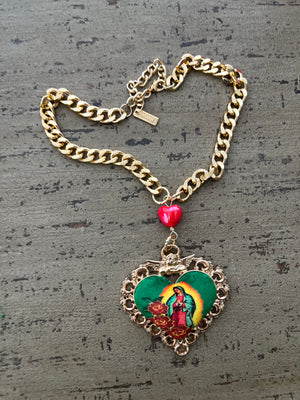 La Virgen de Guadalupe Sagrado Corazon Necklace Collares