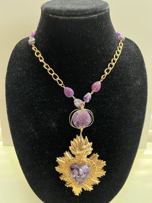 Amethyst Sacred Heart Necklace