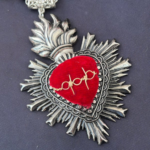 Black Bead Sacred Heart Necklace (Pre-Order)