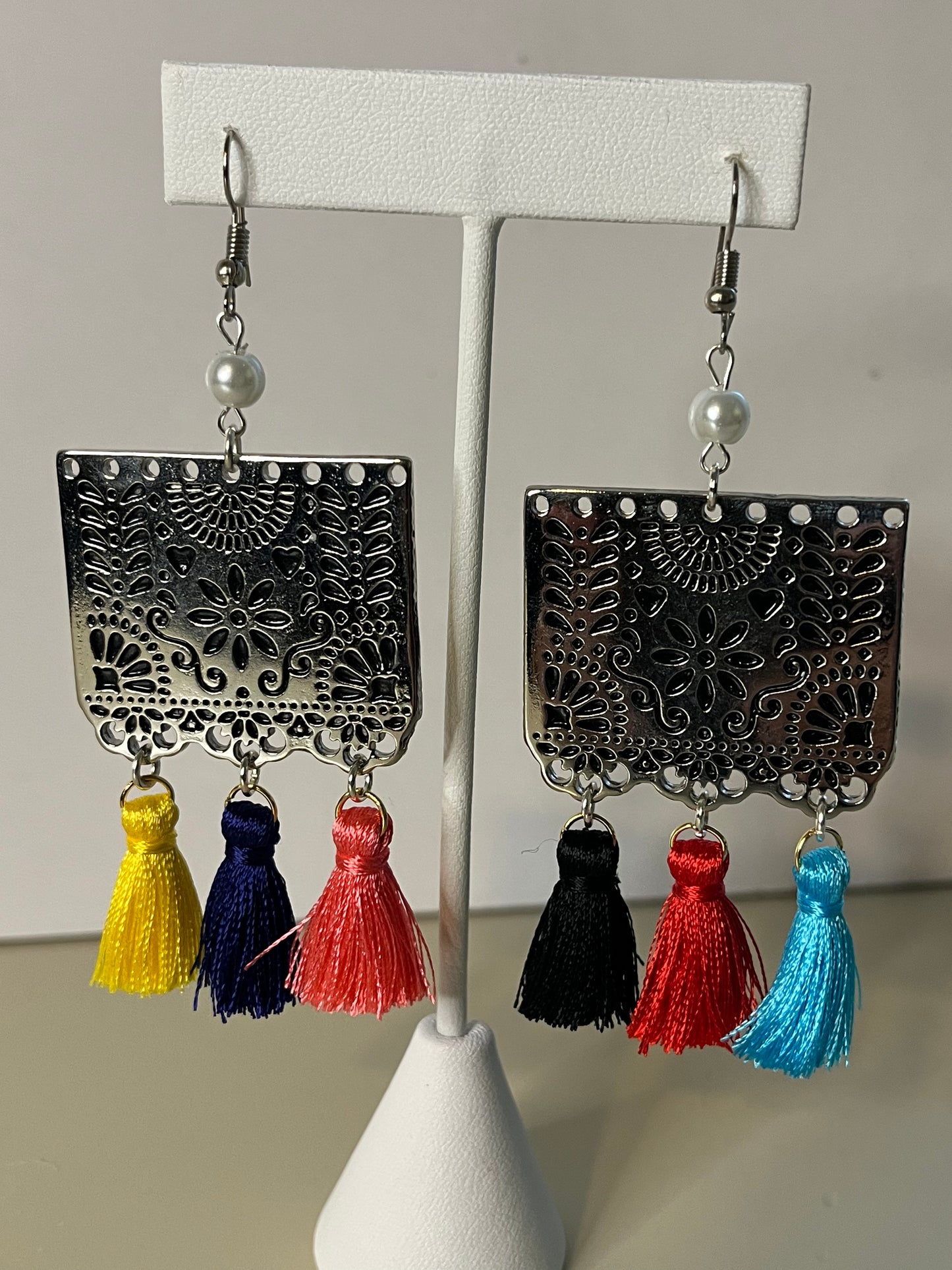 Papel Picado Metal tassel Earrings