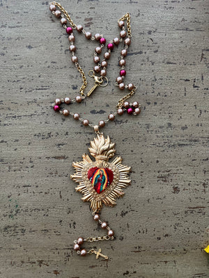 La Virgen de Guadalupe Sagrado Corazon Necklace Collares