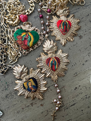 La Virgen de Guadalupe Sagrado Corazon Necklace Collares