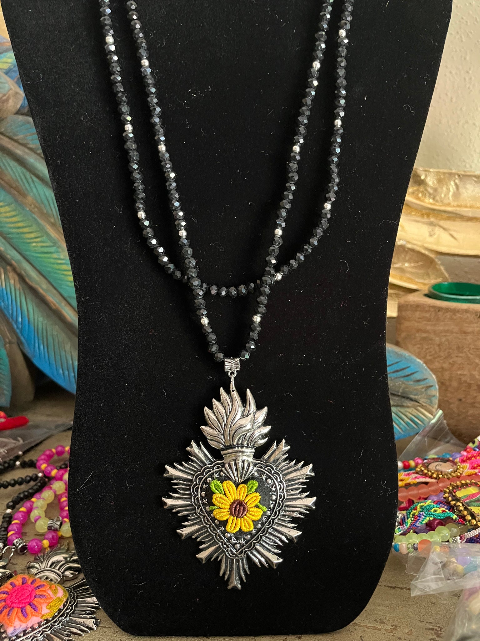 Sunflower Beaded Necklace