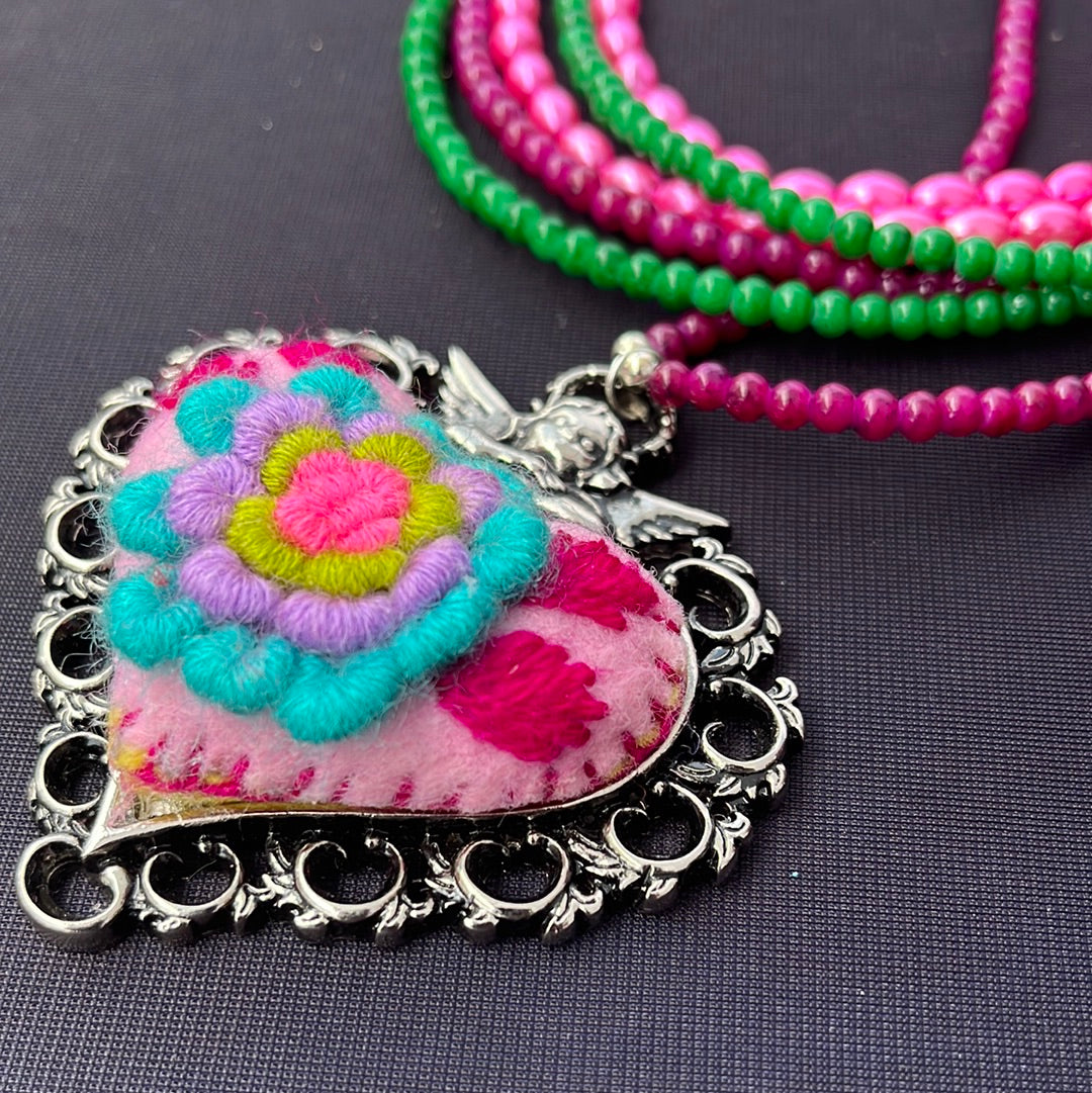 Pre-Order Only Multi Color Beads Sagrado Corazon Necklace