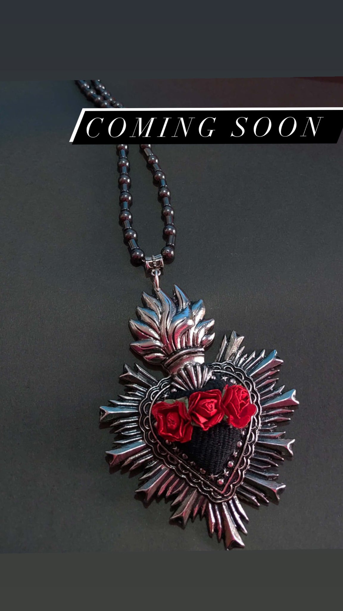 Sacred Heart Rose Bead Necklace