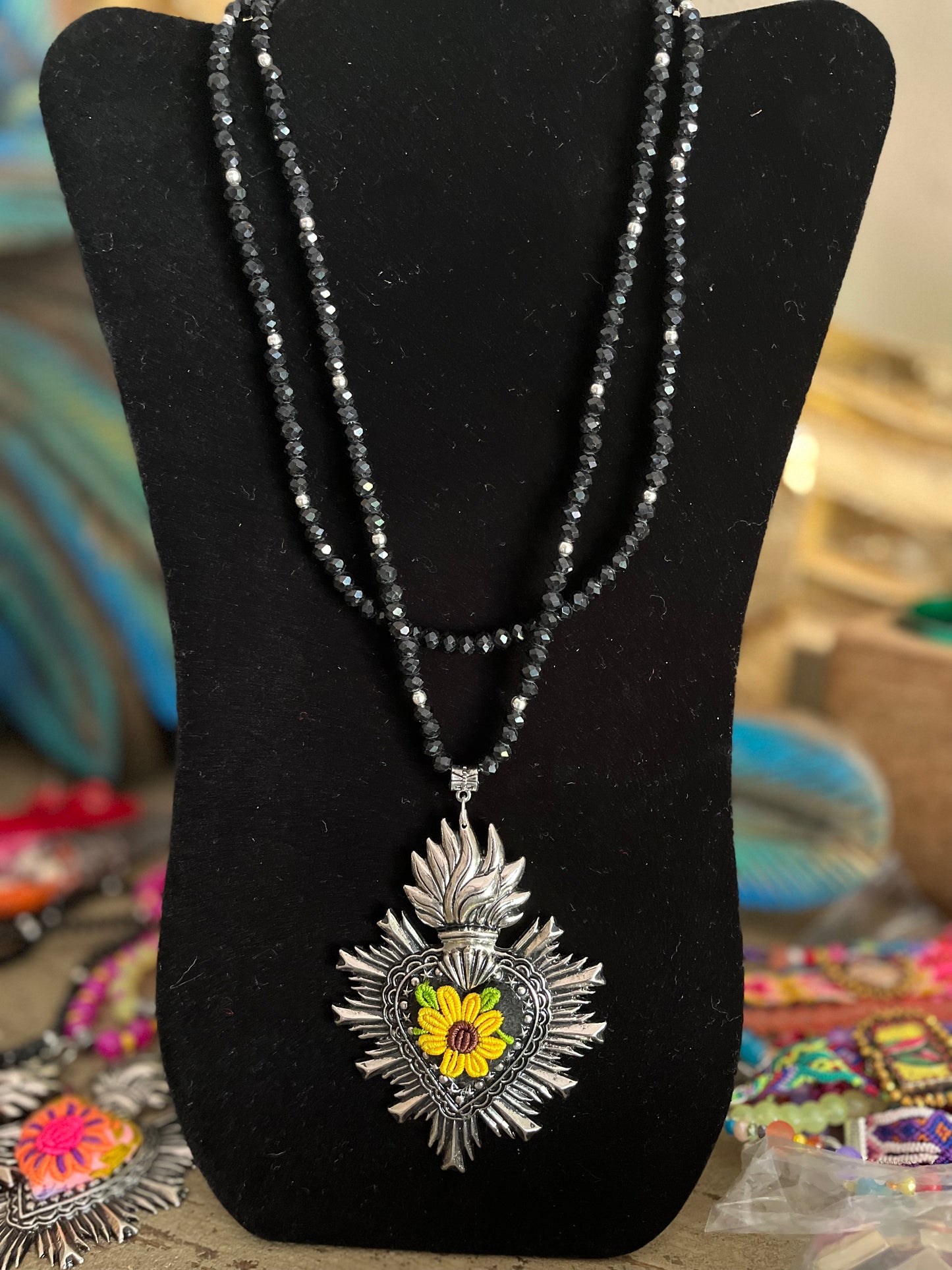 Sunflower Beaded Necklace