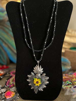 Sunflower Beaded Necklace