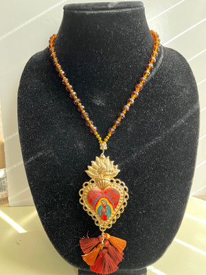 La Virgen de Guadalupe Sagrado Corazon Necklace Collares