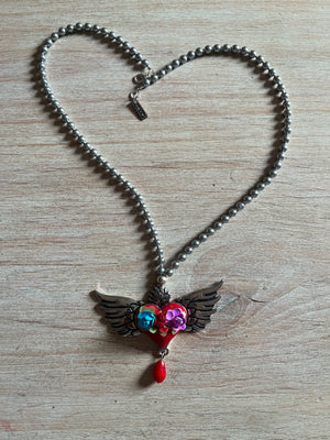 Wing Heart Flower Necklace